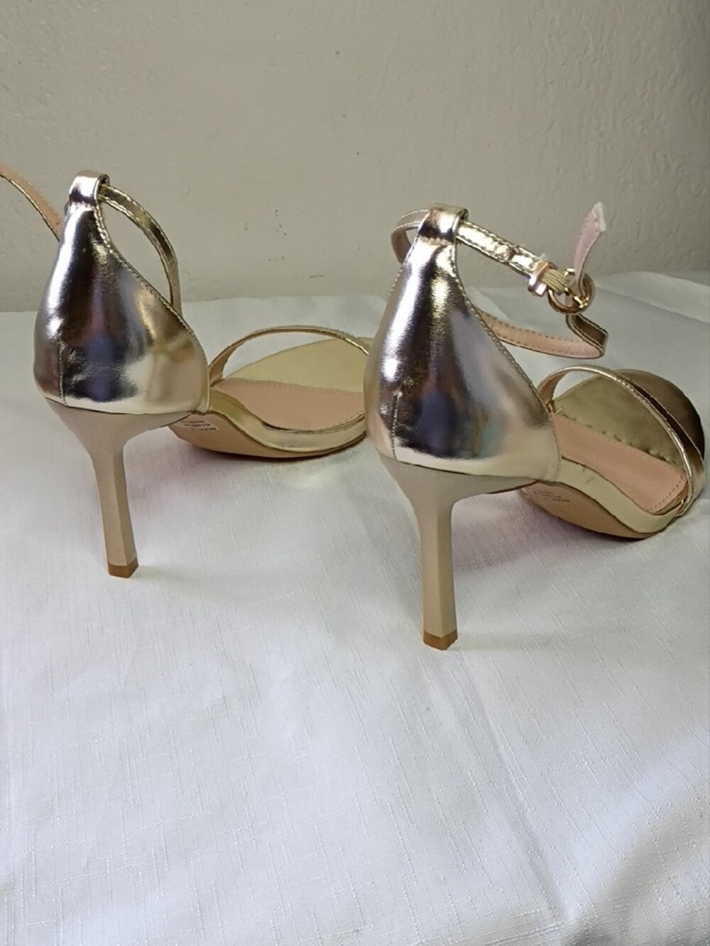 Lulus Gold Ankle-Strap High Heel Sandals Size 8.5 - Picture 7 of 11
